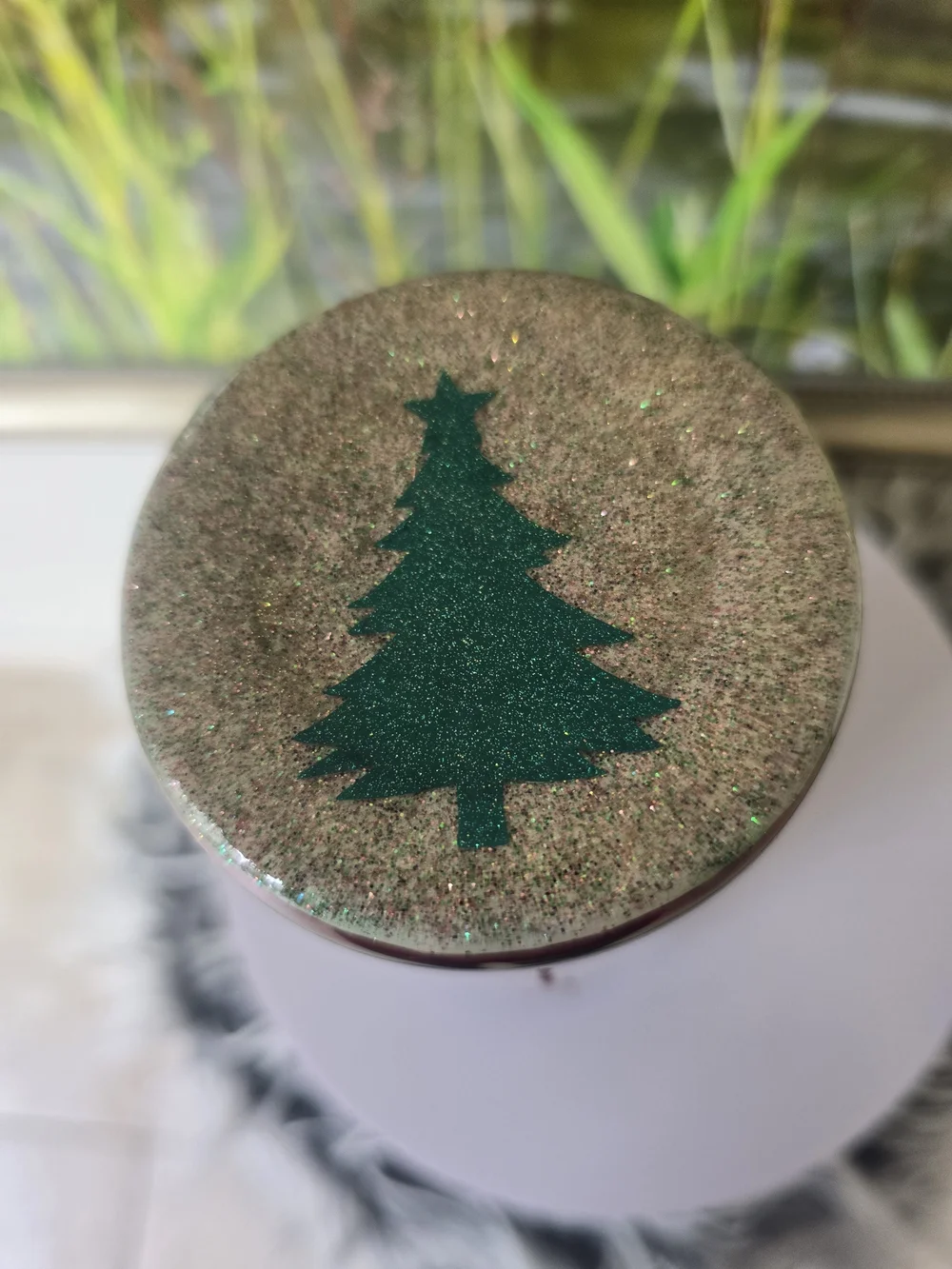 Handmade Christmas Tumbler 20oz Skinny Glitter Holiday Cup Gift Deck the Halls